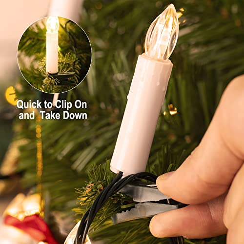 48ft Connectable Flameless Christmas Candle Lights - Warm White, Steady On, 50 LED