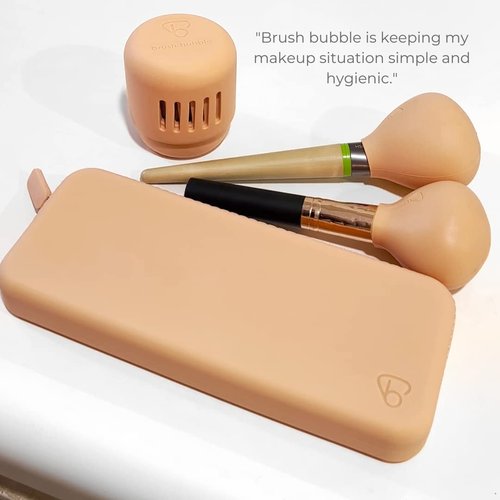 brush bubble silicone makeup brush holder travel case- A storage & makeup bag organizer for brush sets & makeup tools to protect make up accessories & bag, Pink (7.8 * 3.15 * 1")