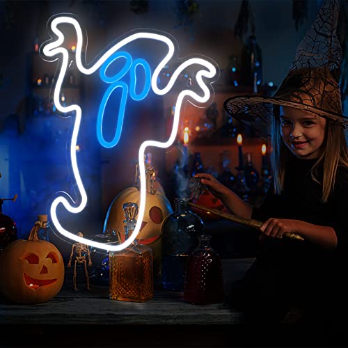 Halloween Ghost Neon Light - Flickering Boo Neon Sign for Wall & Party Decor - H-Ghost Variation