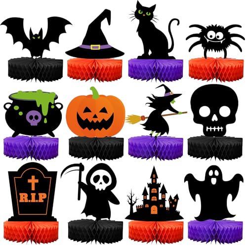 Halloween Honeycomb Centerpieces 12 Pcs Spooky Party Table Decor Set