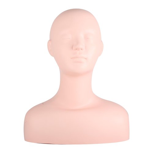 Joyzan Esthetics Mannequin Head with Shoulder, Multi Function Soft PVC Human Hair Makeup Manikin Practice Model Skin Massage Lash Extensions Wig Hat Display Facial Salons Cosmetology School Students