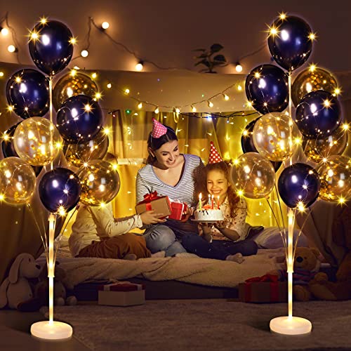 Balloon Column Stand Kit with LED Lights - Blue, 2 Sets for Parties