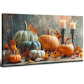 Pumpkin Wall Art Fall Kitchen Decor Farmhouse Halloween Canvas Print - 40L x 20W - Orange Pumpkins