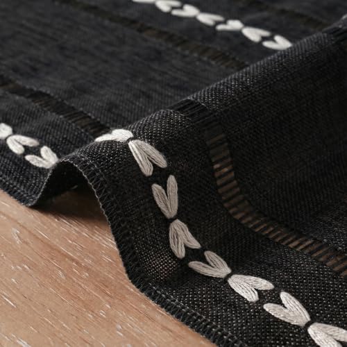 Black Rustic Cotton Linen Table Runner 13x36 Inch Halloween Decor