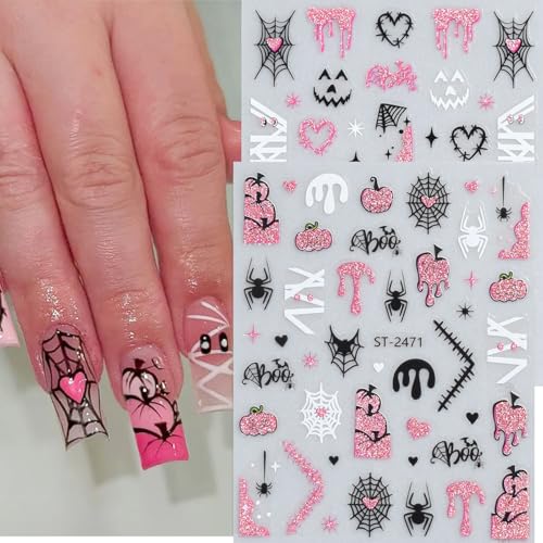 Halloween Spider Web Nail Art Stickers Decals - Black & White 6PCS Halloween-04