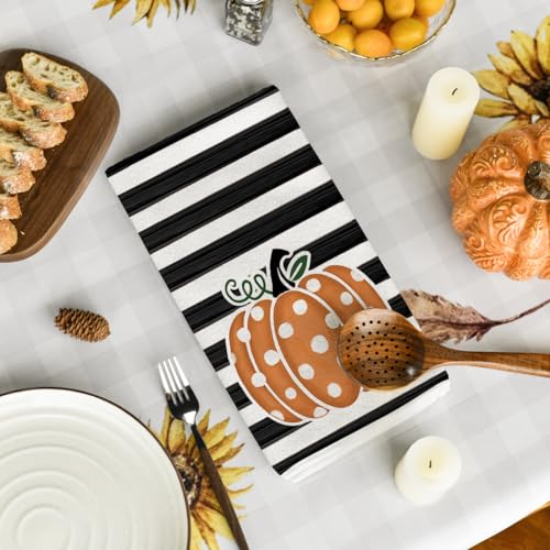Polka Dot Fall Kitchen Towels Set of 4 - 18x26 Inch Absorbent Dish Towels