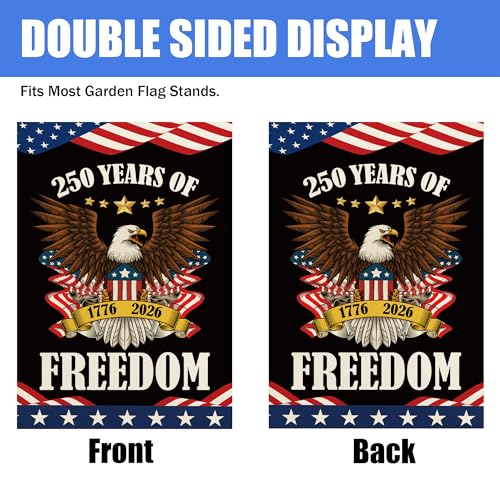 America Flag Garden Banner - Patriotic Eagle Design 12x18 Inch Decor
