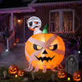 Halloween Inflatable Mummy & Pumpkin Duo with LEDs - 4FT Outdoor Yard Decor - Horror Pumpkin Variation