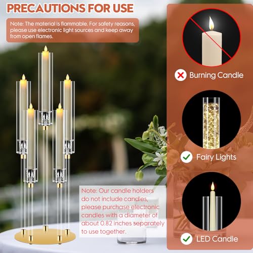 5 Arm Gold Candle Holder Candelabra - 26 Inch Tall Table Centerpiece with Variation 1