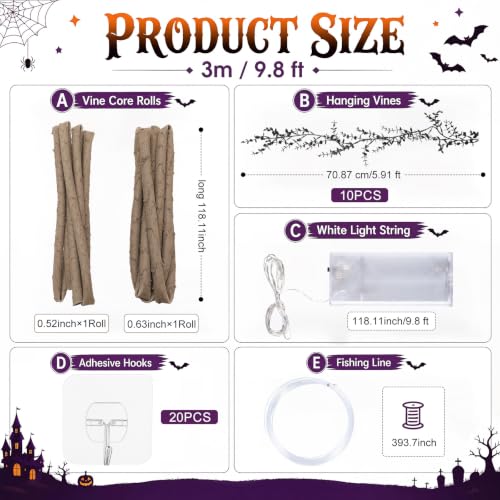 Halloween Tree Decorations Black Willow Vine Garland Set - Spooky Decor