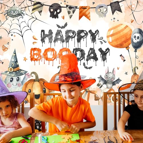 Avezano Happy Boo Day Halloween Ghost Banner 7x5ft - Birthday Backdrop