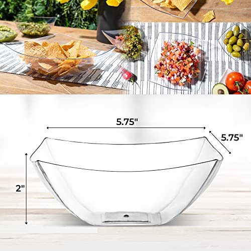 16oz Disposable Clear Plastic Square Serving Bowls - Pack of 4 - Party & Candy