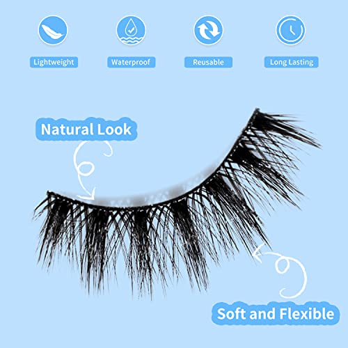 Magnetic Eyelashes and Eyeliner Kit - Reusable 3D Natural Look with Tweezers