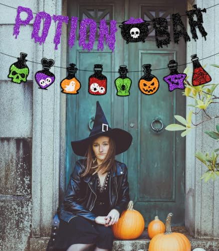 Halloween Glitter Potion Bar Banner with Potions Themed Decorations