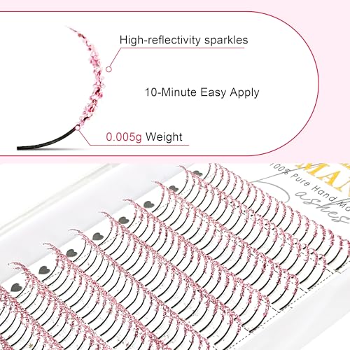 Glitter Lash Extensions Purple C-8-15mm - Sparkle Individual False Eyelashes