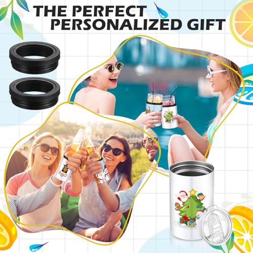 4 Pack Sublimation Insulated Beer Can Cooler 12oz with Interchangeable Lids