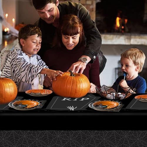 Halloween Spider Web Tablecloth - 2 Pack, Extra Thick, 54x108 Inches, Spooky Indoor Outdoor Decor - Spider Web Variation