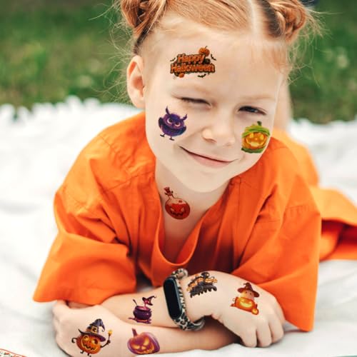 Kids Glitter Halloween Tattoos Set - 74 Washable Temporary Party Stickers
