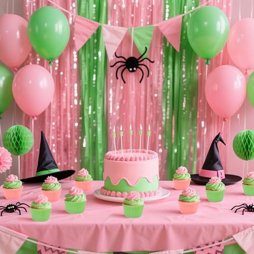 Pink and Green Cupcake Liners Set - Witch Themed Baking Cups for Parties - Style A