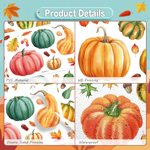 Fall Pumpkin Window Clings - 6 Sheets, 57 Pieces Autumn Decor - Variation of THIS listing
