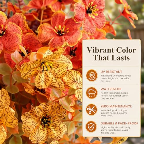 Artificial Fall Mums Outdoor Flowers Set - UV Resistant 30 Pieces