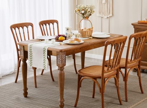 Embroidered Light Green Table Runner 13x90 Inches - Elegant Linen & Polyester