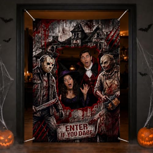 Chainsaw Killer Photo Booth Backdrop Halloween Horror Party Decoration - Variation of Chainsaw Killer Photo Booth