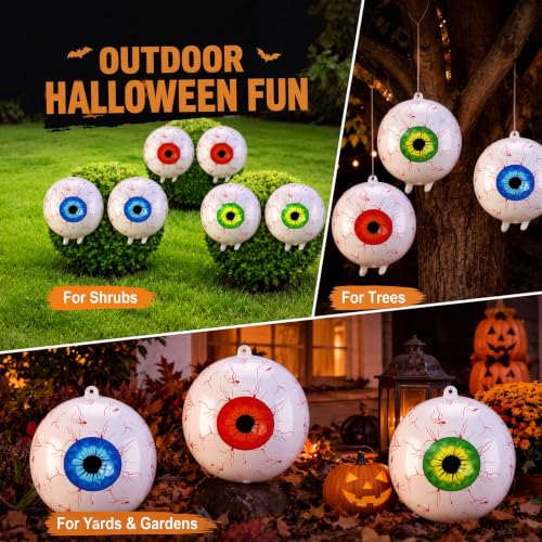 Halloween Inflatable Eyeballs Yard Decorations - 6 Pack, 22 Inches