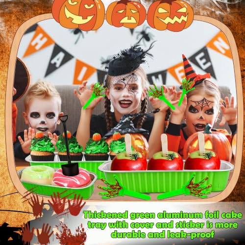 Halloween Cake Cups with Lids & Zombie Hand Toppers - 40 Set Spooky Dessert Cups & Decorations
