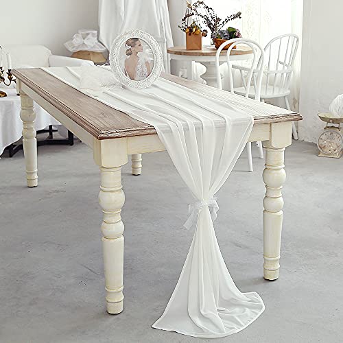 White Chiffon Wedding Table Runner 27x216 Inch - Elegant Bridal & Party Decor