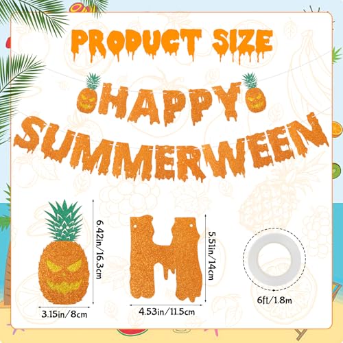 Glitter Summerween Banner - Pre-Strung Spooky Summer Party Decor