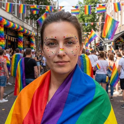 Wehhbtye Rainbow Freckles Face Tattoos & Gems Sticker Set - Pride Month Makeup Accessories