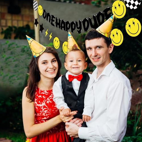Happy 1st Birthday Banner Set - DIY Smile Face Decorations for Parties