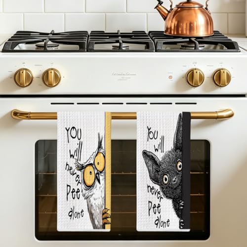 Funny Owl Bat Hand Towels Multi 1509 - 24x14 Inch Microfiber Dishcloths