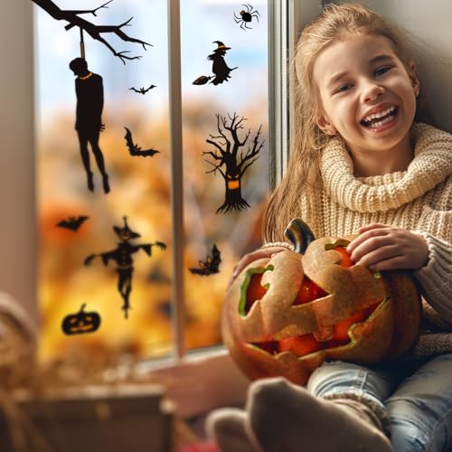 Halloween Window Clings - Zombie Vampire Party Decor, Bloody Handprints, Gray - Kid-Friendly Wall Decals
