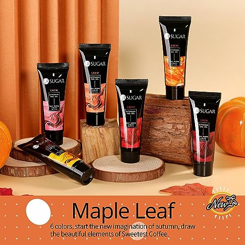 UR SUGAR Fall Winter Gel Extension Nail Set - 6 Colors with Autumn Maple Leaf Variation