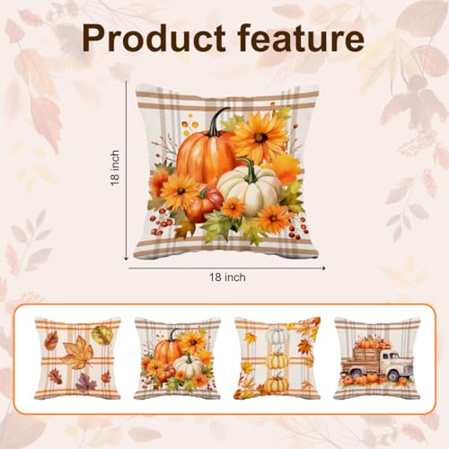 Thanksgiving Pillow Cases Set - Fall Decor Gift for Her & Kids - Thanksgiving 3