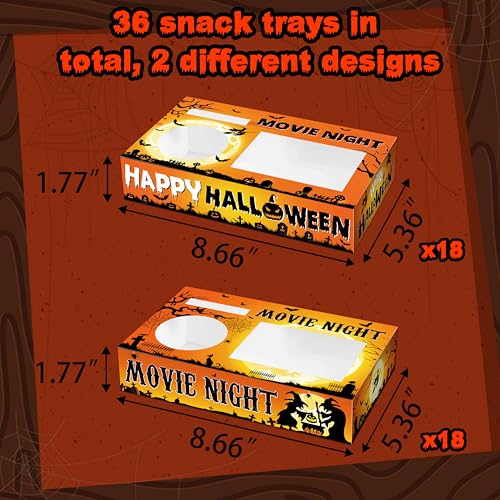36-Pack Halloween Snack Trays with Drink Holders for Movie Night & Parties
