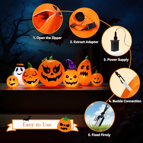 9FT Halloween Inflatable Pumpkin Ghost Decoration Outdoor Yard Halloween Decor - Variation of Pumpkin Inflatable
