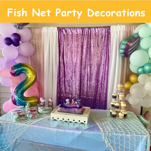 Fish Net Decorations 2 PCS - Nautical Beach Party Table Runner & Wall Decor