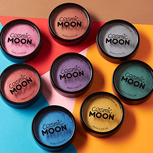 Cosmic Moon Metallic Silver Face & Body Paint Cake - Water Based Makeup for Adults Kids 1.26oz - Variation: Silver