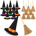 Black 32pcs Mini Witch Hat Set for Halloween Crafts & Decorations