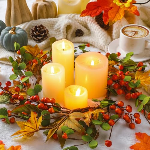 Fall Candle Ring Wreath - 12 Inch Outer Diameter Autumn Decor