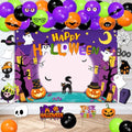 Halloween Party Decorations Kit with Backdrop, Photo Props, Balloons