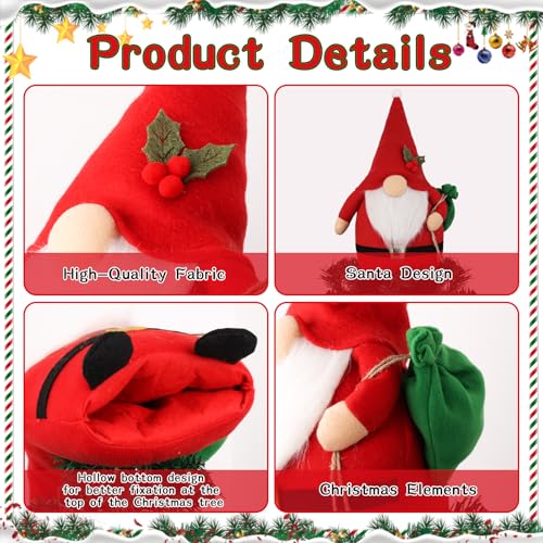 Christmas Tree Topper Gnome Decoration - Handcrafted Holiday Ornament