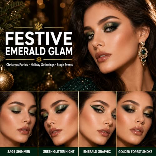 Green Eyeshadow Palette for Halloween & Gothic Makeup - 16 Colors - Miss Rõse