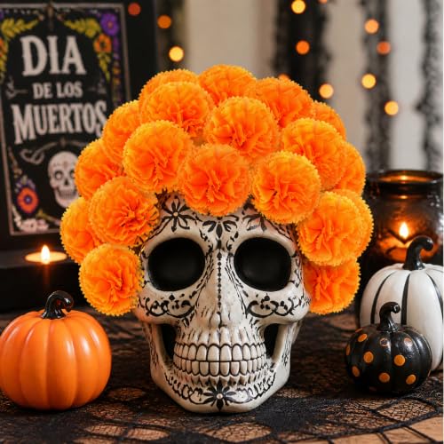 Artificial Marigold Flower Heads Bulk for DIY Decor Halloween Thanksgiving