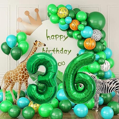 40 Inch Number Foil Balloon for 36th Birthday Party Decoration - Dark Green