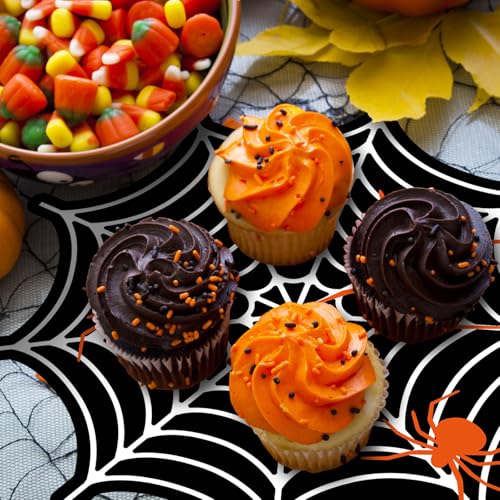 Halloween Spider Web Paper Placemats - Disposable Table Mats for Dining & Parties, 50 Pack, 13.4 Inch