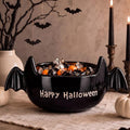 Halloween Bat Candy Bowl - Black Ceramic Bat-Shaped Candy Dish - Festive Table Decor